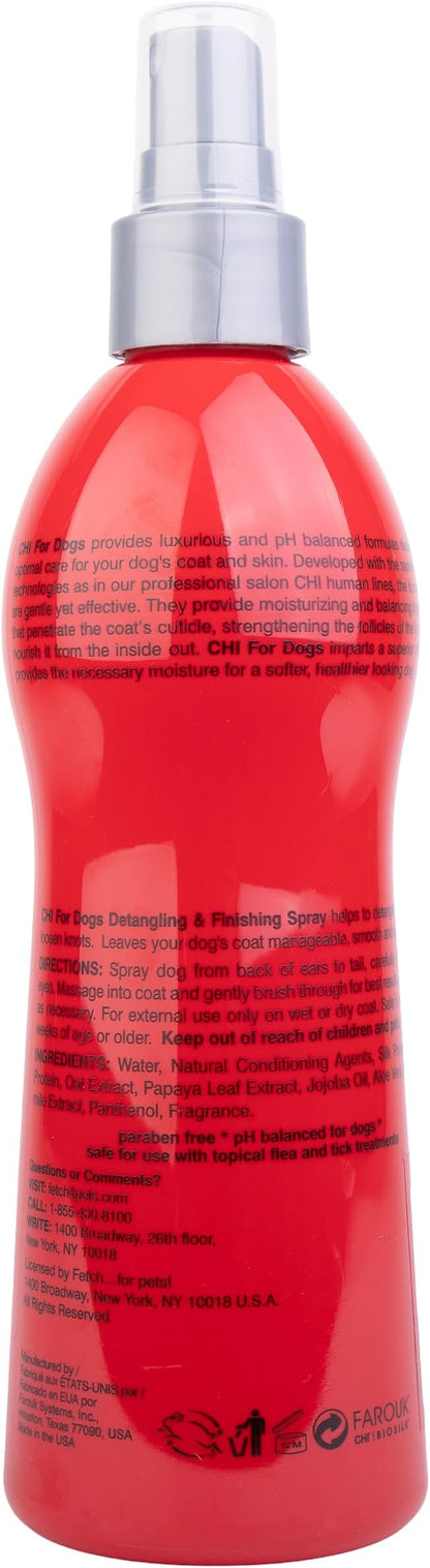 CHI for Dogs Detangling Finishing Spray, Leave-In Dog Grooming Mist to Help Release Tangles & Knots, Light Conditioning Shine Finish, Sulfate & Paraben Free, Made in the USA, 10 Fl Oz