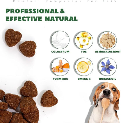 Dog Allergy Chews 200ct, Dog Allergy Relief Chews Coat Supplement for Itchy Skin Paw Licking, Probiotics for Large Dogs with Colostrum Omega-3 Turmeric Immune Supplement