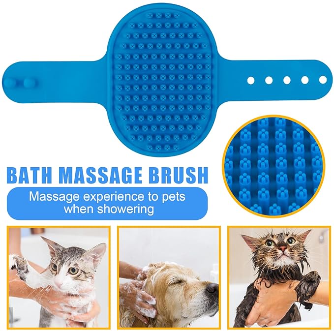 Pet Grooming Kit with Pet Shedding Slicker Brush, Bath Massage for Rabbit, Puppy, Kitten, All Hair Types, Includes Multiple Combinations of Combs and Brushes