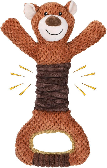 Letsmeet Squeaky Dog Toys - Plush Tug of War with Crinkle Paper, Interactive Pull Toy for Puppies to Large Dogs