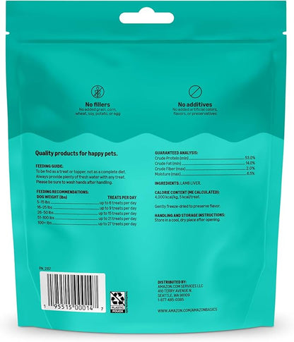 Amazon Basics Freeze-Dried Raw Single Ingredient Dog Treats, Lamb Liver, High Protein, Healthy Training Treats or Meal Topper for All Dogs, Grain-Free, 3.3oz (Pack of 2) (Previously Wag)