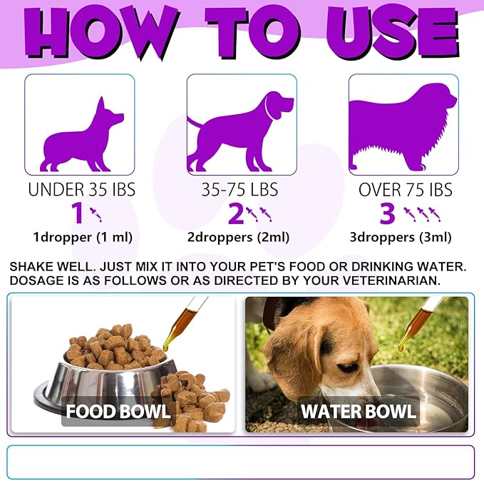 Dog Multivitamin,15 in 1 Dog Multivitamin Liquid Drops Supplements, Dog Vitamins for Heart Health, Bones, Joint, Skin & Coat, Bladder, Immune System Support 60ml