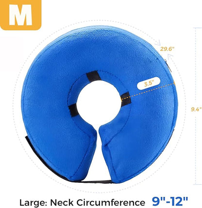 Inflatable Dog Cone for Medium Dog Designed for Comfortable Post-Surgical Recovery Ultra-Soft Comfort Unblocked View No Disruption to Dog's Daily Life