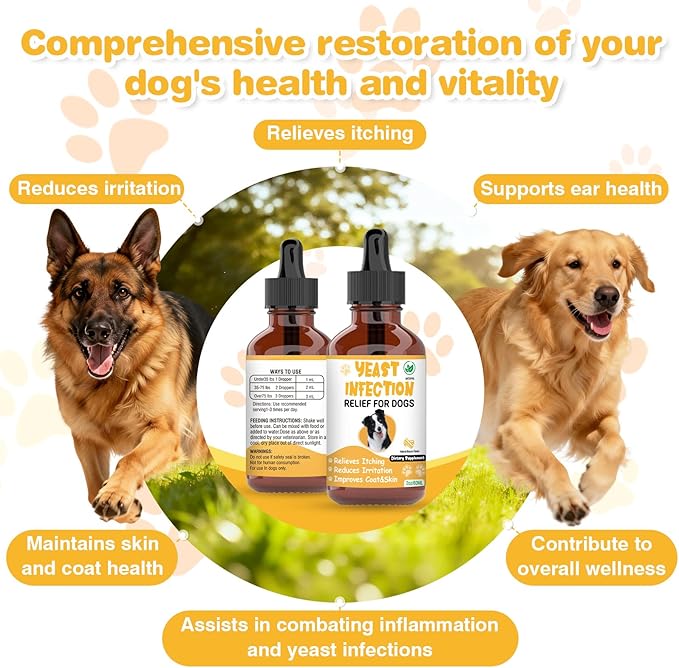Natural Yeast Infection Treatment for Dogs,Supports Healthy Itch Relief,Inflammation Relief,Allergy Relief & More,Dog Ear Infection Treatment,Itch Relief for Dogs,Ear Infection Treatment for Dog