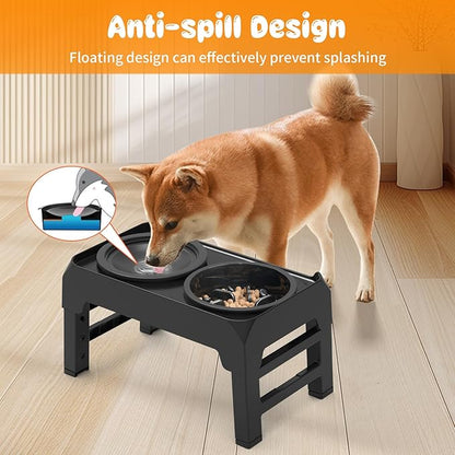 URPOWER Raised Dog Bowls 4 Height Adjustable Elevated Bowl Stand with Stainless Steel Water Bowl Non-Slip Dog Food Bowls Stand for Small Medium Large Dogs and Pets
