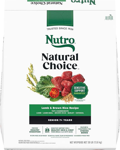 Nutro Natural Choice Senior Dog Food Dry Recipe, Lamb and Brown Rice Recipe, Dry Dog Food, 30 lb. Bag