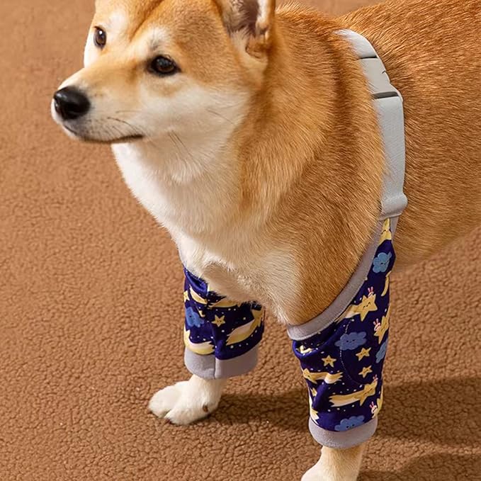 ROZKITCH Dog Surgery Leg Sleeve for Front Legs, Adjustable Pet Prevent Licking Wound Elbow Knee Protector, Dog Leg Sleeve to Stop Licking Cone Collar Alternative for Sprain ACL CCL Arthritis Blue XL