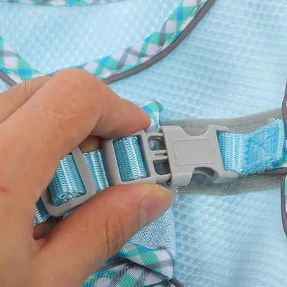 COLLBATH Adjustable Reflective Dog Harness Vest and Leash Set, Portable Lightweight Puppy Harness for Large Dogs, Soft Breathable Blue L Size, Outdoor Walking and Training Equipment