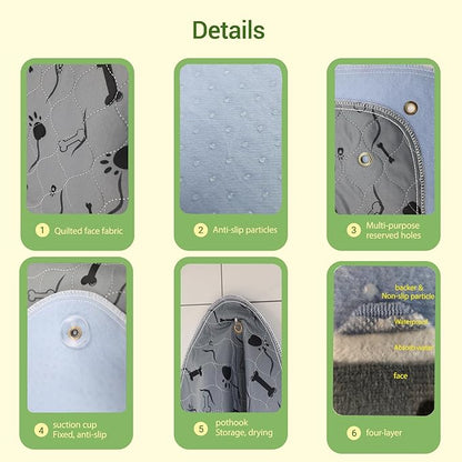 Washable Dog Pee Pad, Gray, Waterproof Bed Pads, Puppy Training, Reusable Pet Training Mat