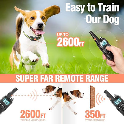 FunniPets Dog Training Collar 3 Pack - 2600Ft Dog Shock Collar with Remote Control Waterproof E Collar for Dogs Training with Beep Vibration Shock Flashlight (3 Pack, 2 Green+Black)