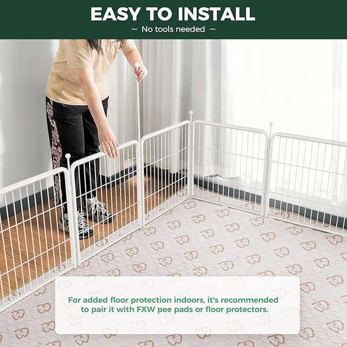 FXW Rollick Unleashed Dog Playpen for Indoor, Yard, RV Camping, 24 inch 48 Panels for Small and Puppy Dogs, White│Patented