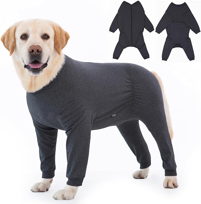 Yeapeeto Dog Onesie Surgery Recovery Suit for Large Medium Bodysuit Dogs Pajamas PJS Full Body for Shedding, Prevent Licking, Wound Protection, Cone Alternative(4XL,Dark Grey)