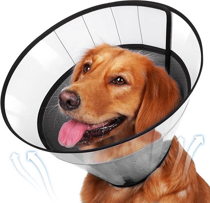 BARKLESS Soft Dog Cone, Soft Cone for Large Dogs to Stop Licking Biting Wounds, Breathable Surgical E Collar for After Surgery, Adjustable Elizabethan Collar for Neuter Incision Care
