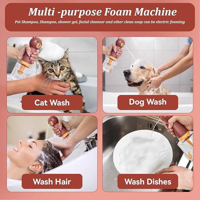 Katoggy Electric Foaming Shampoo Dispenser for Dog and Cat Bathing, Rechargeable Soap Dispenser for Pet Bathing, Bathroom, Kitchen Sink, Toilet Cleaning
