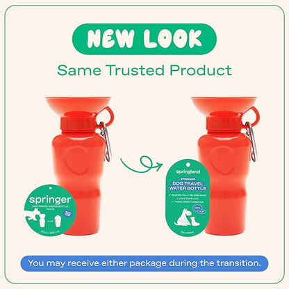 Springer Dog Travel Water Bottle | As Seen on Shark Tank | Patented, Leak-Proof, Portable Water Bottle for Dogs | BPA-Free 22 oz Classic Poppy