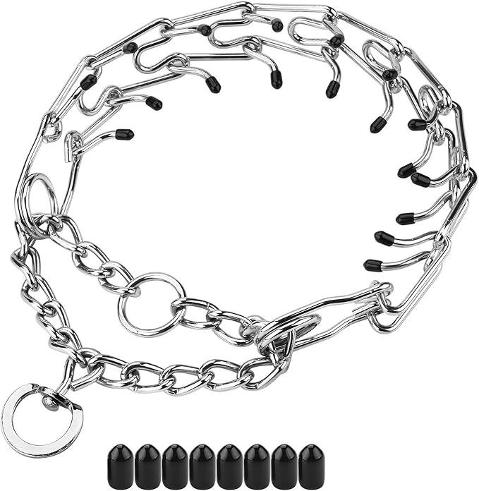 Prong Collars for Dogs, No Pull Dog Collar, Dog Training Collar for Large Medium Small Dogs, Stainless Steel Adjustable with Comfort Rubber Tips (Medium, 3.0mm, 19.6-Inch)