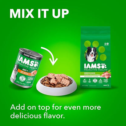IAMS Proactive Health Wet Dog Food Adult, Canned Dog Food, Chicken Chunks in Gravy and Beef Chunks in Gravy, 13 oz. Cans, Pack of 12