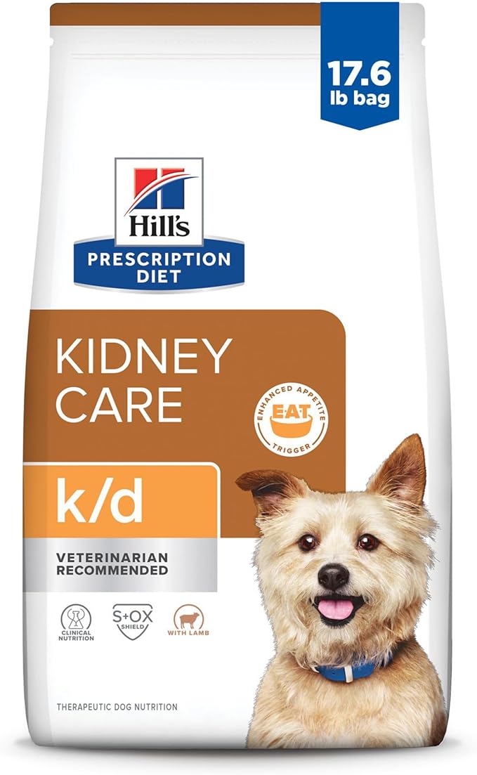 Hill's Prescription Diet k/d Kidney Care Dry Dog Food, Lamb, 17.6 lb. Bag