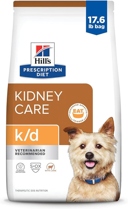 Hill's Prescription Diet k/d Kidney Care Dry Dog Food, Lamb, 17.6 lb. Bag
