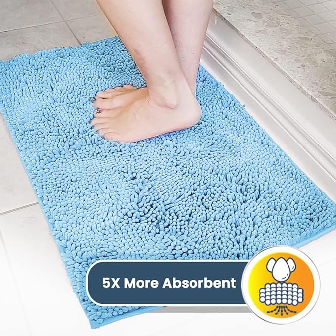 Muddy Mat® | Super Absorbent Door Mat Indoor, Microfiber Quick Dry Chenille Entryway Rug, Non-Slip Front Door Mat, Indoor Mats for Entryway, Machine Washable Pet Rug, Sky Blue 16"x24"