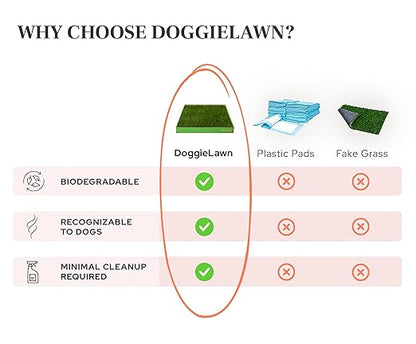 DoggieLawn Real Grass Puppy Pee Pads- 24 x 16 Inches - Perfect Indoor Litter Box for Dogs - No Mess, Easy-to-Use - Potty Training for Pets - Eco-Friendly Disposable Bathroom with Real Living Grass