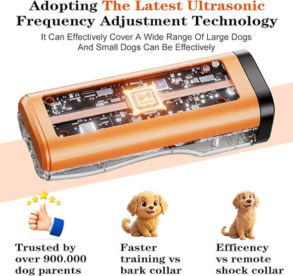 Dog Bark Deterrent Devices Rechargeable Anti-Barking Device for Dogs 50ft Long Range Ultrasonic Correct Your Dog's Bad Behavior at the Push of aButton Better Than Shock Collars or Dog Training Collars