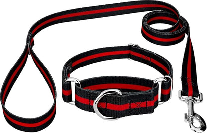 Country Brook Petz - Thin Red Line Martingale Dog Collar and Leash - Camouflage Collection Featuring Rugged Designs (1 Inch, Medium)