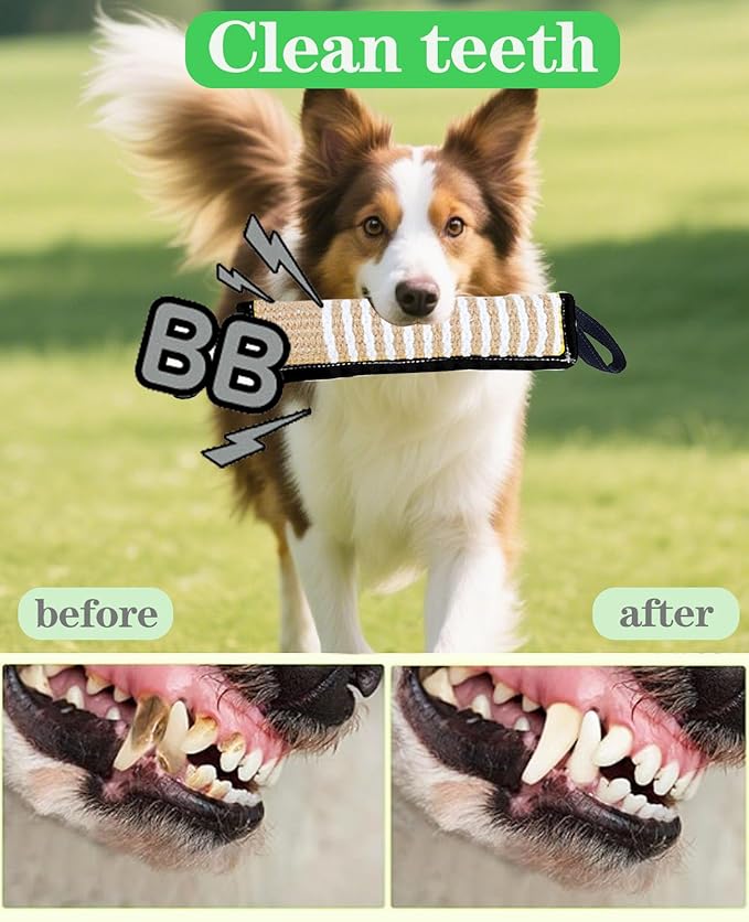 Clysoru Squeaky Tug Toy for Dogs Jute with 2 Strong Handles Lasting Training Equipment Puppy to Large Dog Interactive Toys of War Pull Indestructible Rope Pet Crinkle Teething (Black)
