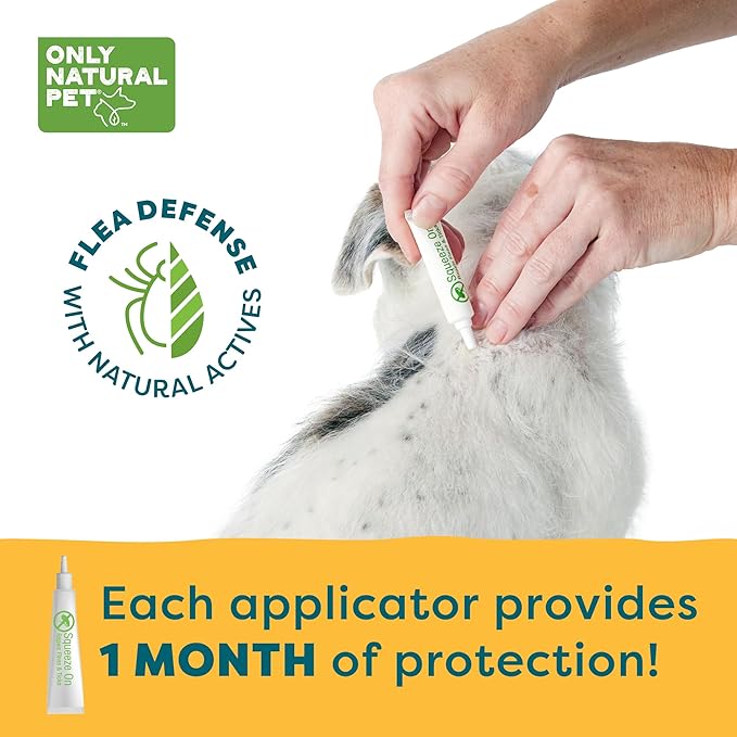 Only Natural Pet EasyDefense Flea & Tick Prevention for Medium Breed Dogs (15 to 40 lbs) - Natural Herbal Control, Squeeze-On Drops - Protects up to 3 Months (M Sqz)