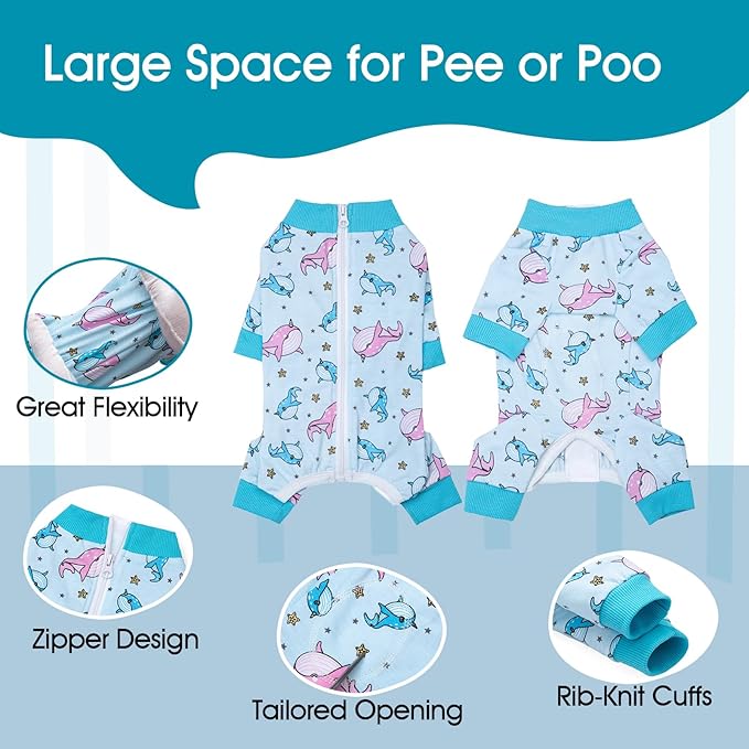 Dog Surgery Recovery Suit, Dog Onesie for Surgery Female Male Dogs, Dogs Pajamas Long Sleeve, Small Dogs Onesie, Abdominal Wound Bandages Surgical Suit, Cat Recovery Suit for Shedding Skin Disease