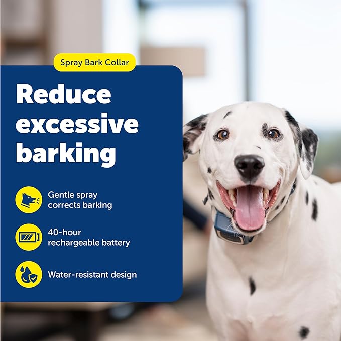 PetSafe Spray Bark Dog Collar, Automatic No Bark Device for Dogs 8 lb. and Up - Rechargeable and Water-Resistant – Includes Citronella and Unscented Spray Refills & USB Charging Cable, Navy