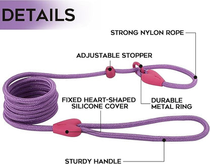 Dog Leashes for Small Medium Dogs Slip Leads for Dogs 6FT Slip Leash for Dogs Dog Lead with 6 Colors Strong Nylon Dog Training Leash No Pull Rope Dog Leash (Deep Purple)
