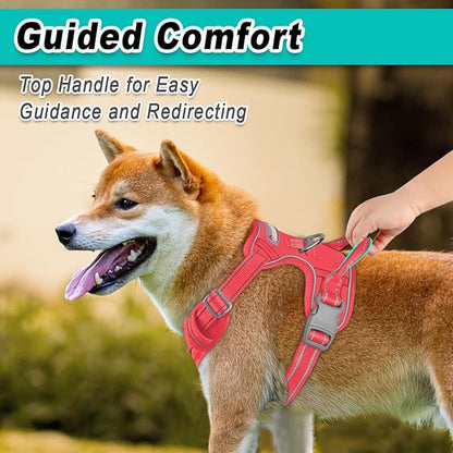 BARKBAY Dog Harness No Pull Mesh for Medium Dogs - Adjustable, Reflective, Comfortable, No Choke, Heavy-Duty - Perfect for Outdoor Training, Walking, and Hiking - Strong & Durable - M & Red Mesh