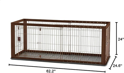 Richell Expandable Pet Crate with Floor Tray, Small, Dark Brown