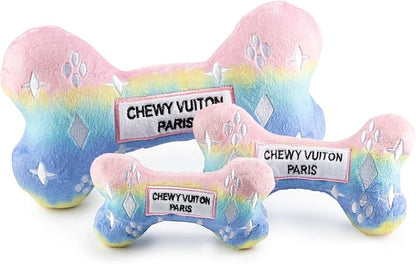Haute Diggity Dog Chewy Vuiton Bone Plush Squeaky Dog Toy, Soft Durable Designer-Inspired Stuffed Puppy Chew Toys for Small, Medium & Large Dogs, Machine-Washable (Pink Ombre) XL
