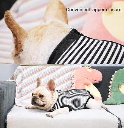 Dogs Cats Recovery Suit XX-Large for After Surgery, Professional Pet Recovery Shirt Dog Abdominal Wounds Bandages, Substitute E-Collar & Cone,Prevent Licking Dog Onesies,Black-White XXL