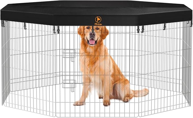 PJYuCien Mesh Top Cover - Fits 8 Panels 24 Inch Width Plastic/Metal Pet Pen Octagonal Dog Playpen (Note: Only Pen Top Cover, NO PLAYPEN)