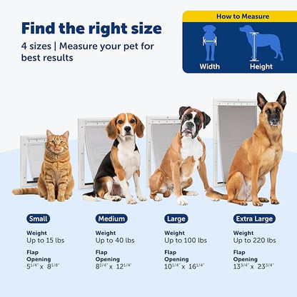 PetSafe Plastic Pet Door - Easy Install for Wood, PVC Metal & Paneled Doors - Rust-Free Plastic Frame - Flap Dimensions 10 1/4" W x 16 1/4" H - for Large Dogs Weighing Up to 100 lb