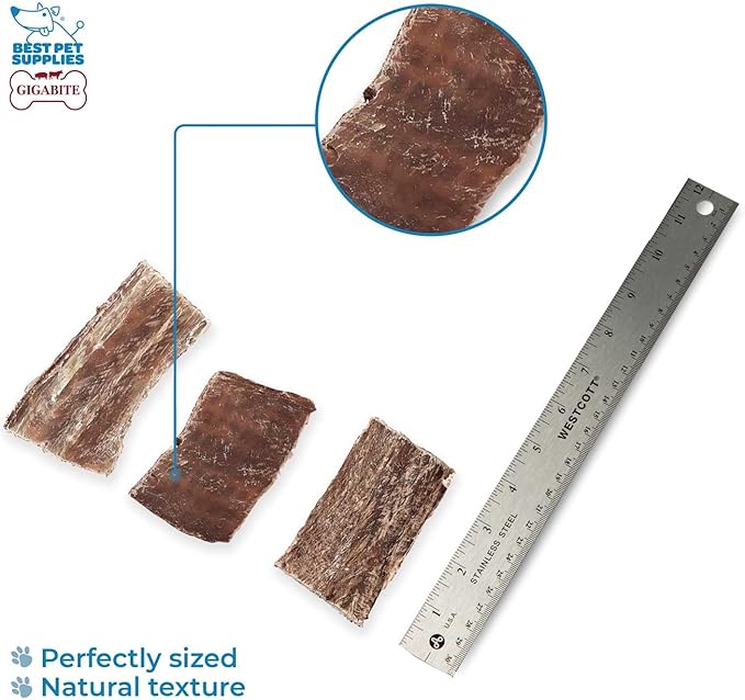 GigaBite Beef Esophagus Dog Treats - Natural Gullet Sticks for Dogs, High Protein Single Ingredient Dog Chews, Rawhide Free Dental Dog Treats for All Dog Breeds - Strips Taffy, 1 Pound