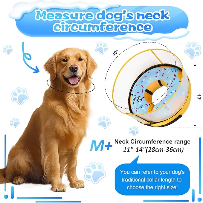 CNEO Inflatable Dog Cone Collar with Detachable Enhanced Anti-Licking Shield, Soft Neck Donut Collar for Dogs After Surgery, Adjustable Dog Cone Alternative for Large Medium Small Dogs & Cats