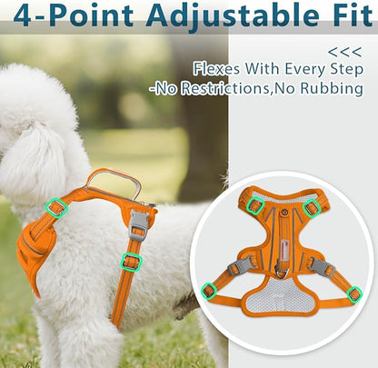 BARKBAY Dog Harness No Pull Oxford with ID Tag Pocket - Heavy Duty, Reflective, Easy Control for Large Dogs(Pumpkin Oxford,XS)
