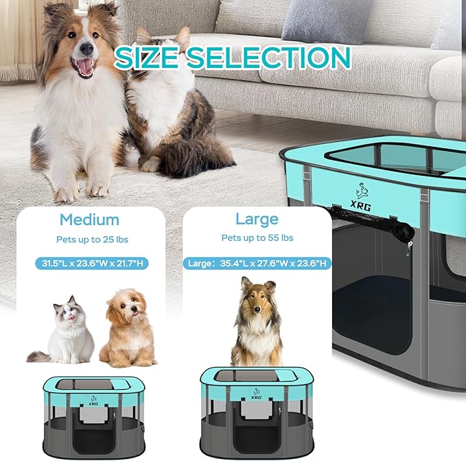 Portable Foldable Pet Playpen Collapsible Crates Kennel Playpen for Dog cat and Rabbit &Travel playpen Outdoor or Indoor (Medium（31.5" L x 23.6" W x 21.7" H）, Brown)