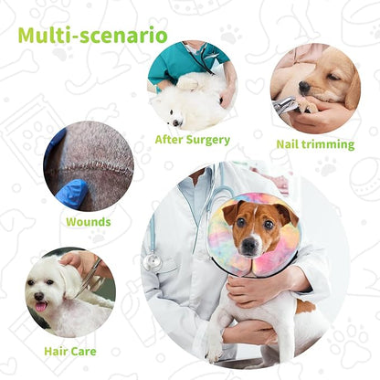 Dog Neck Collar Recovery E-Collar Alternative, Dog Donut Collar After Surgery for Dogs and Cats(Pink Blue, M)