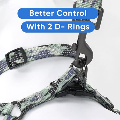 Pawtitas Reflective Step-in Dog Harness – Adjustable No-Pull Vest for Puppies to Seniors, Safe & Comfortable, L Camo Grey