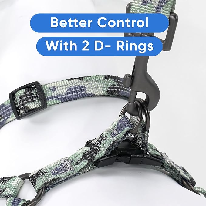 Pawtitas Reflective Step-in Dog Harness – Adjustable No-Pull Vest for Puppies to Seniors, Safe & Comfortable, XS Camo Grey