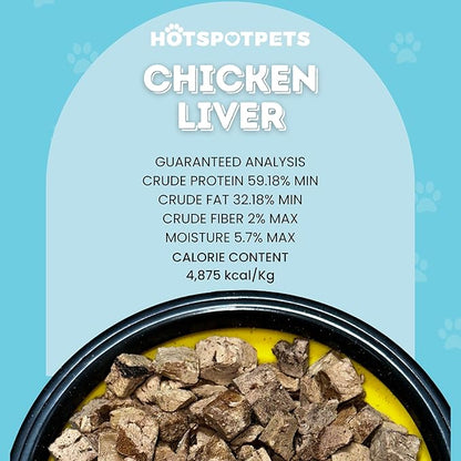 hotspot pets Freeze Dried Chicken Liver Treats for Cats & Dogs -1LB Big Bag~300pcs -Made in USA- Single Ingredient All Natural, Grain-Free - Perfect for Training, Food Topper or Snack