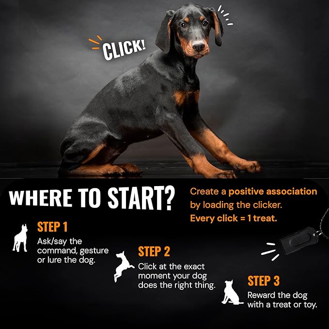 Metal Clickers for Dog Training – Black Dog Clicker for Training with Loud Crisp Sound for Behaviour Reward – Brass Style with Magnetic Clasp and Velvet Pouch – 1 Unit Pet Clicker