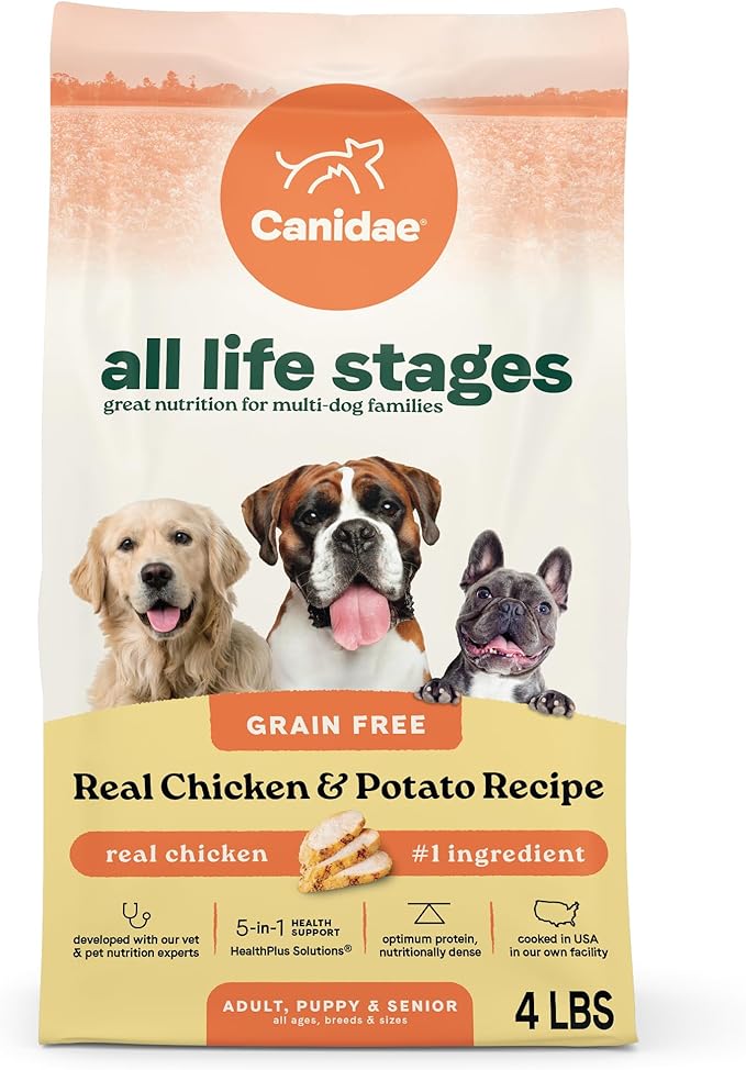 Canidae All Life Stages Real Chicken & Potato Recipe – High Protein and Grain-Free Premium Dry Dog Food for All Ages, Breeds, and Sizes– 4 lbs.