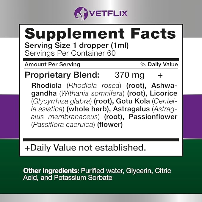 Adrenal Support for Dogs, Cats, Puppies and Kittens - Made in USA - Cushing's and Kidney Support Supplement - Natural Endocrine Health Formula - 2 Fl Oz