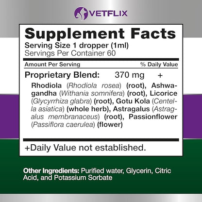 Adrenal Support for Dogs, Cats, Puppies and Kittens - Made in USA - Cushing's and Kidney Support Supplement - Natural Endocrine Health Formula - 2 Fl Oz